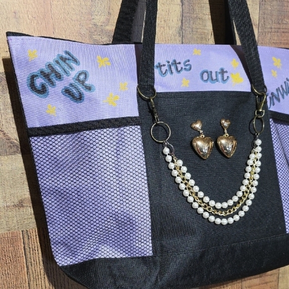 Purple and Black Women's Tote Bag - Picture 1 of 6